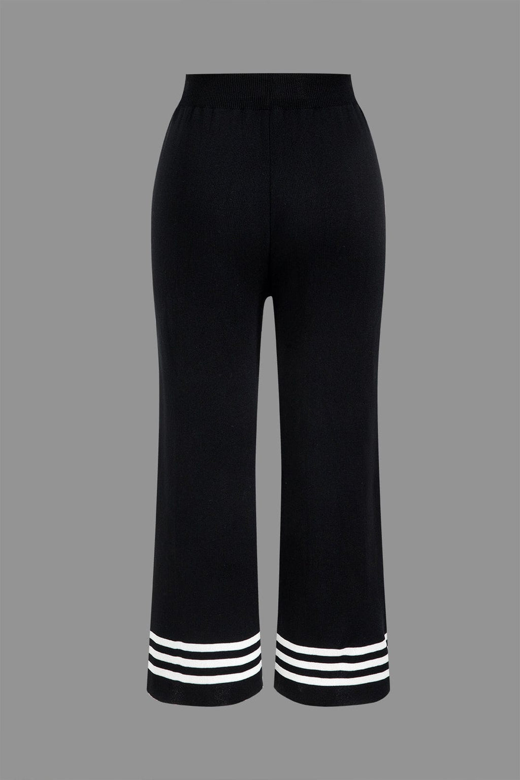 Strick-Set Damen: kurzer Cardigan mit Kontraststreifen und weiter Hose