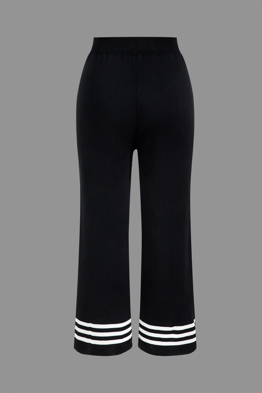 Strick-Set Damen: kurzer Cardigan mit Kontraststreifen und weiter Hose