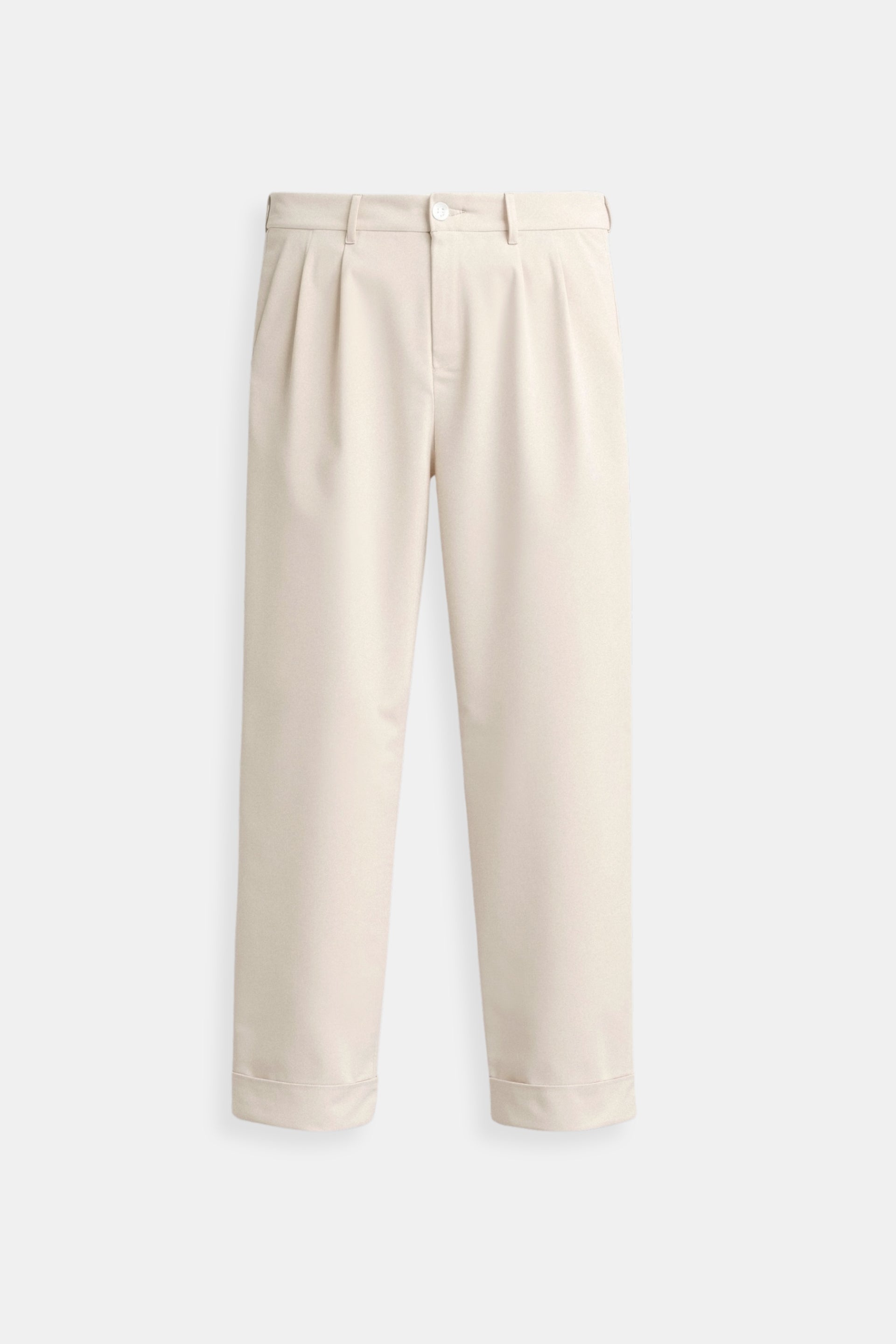 Weite Bundfaltenhose mit hohem Bund und Saum-Umschlag