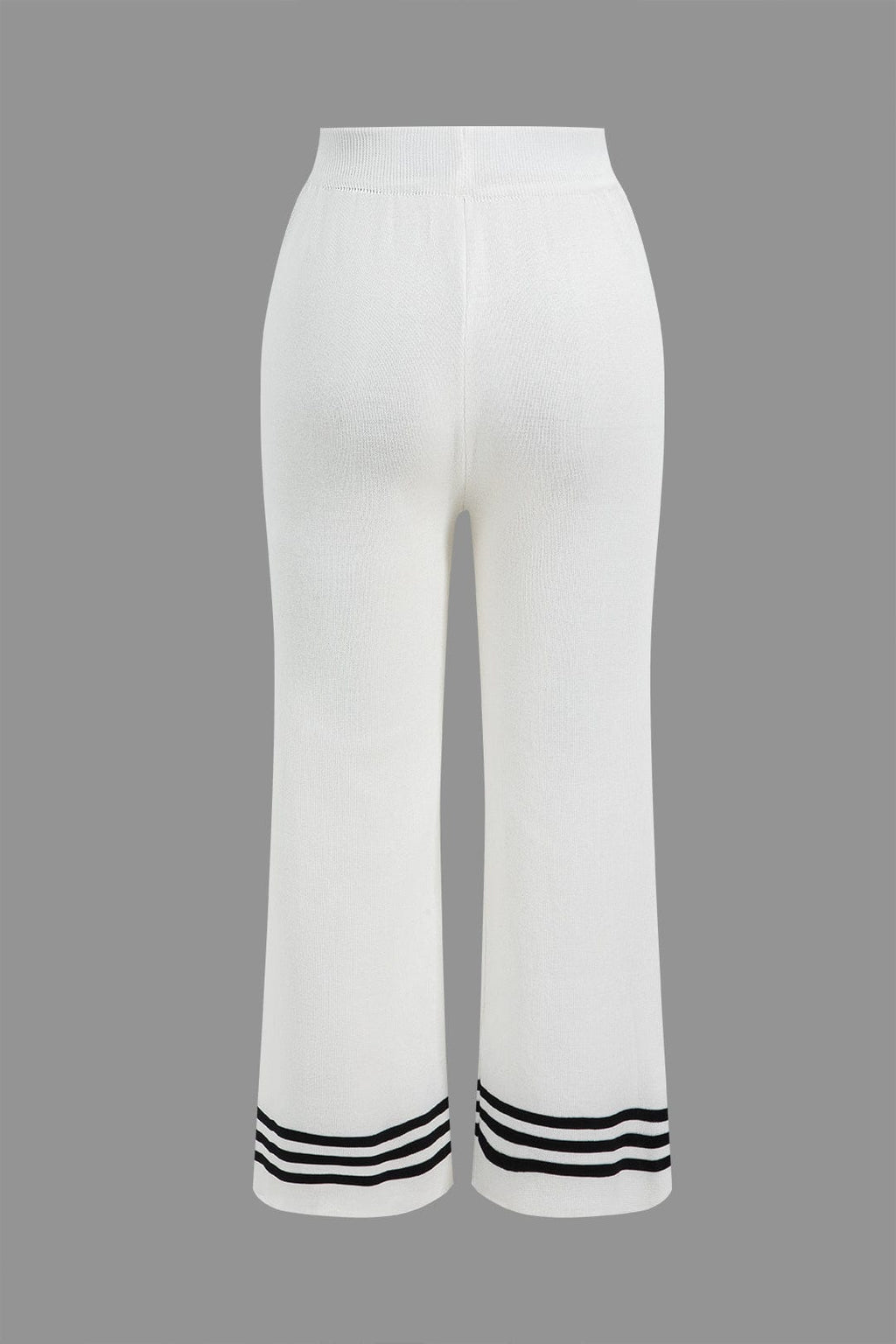 Strick-Set Damen: kurzer Cardigan mit Kontraststreifen und weiter Hose
