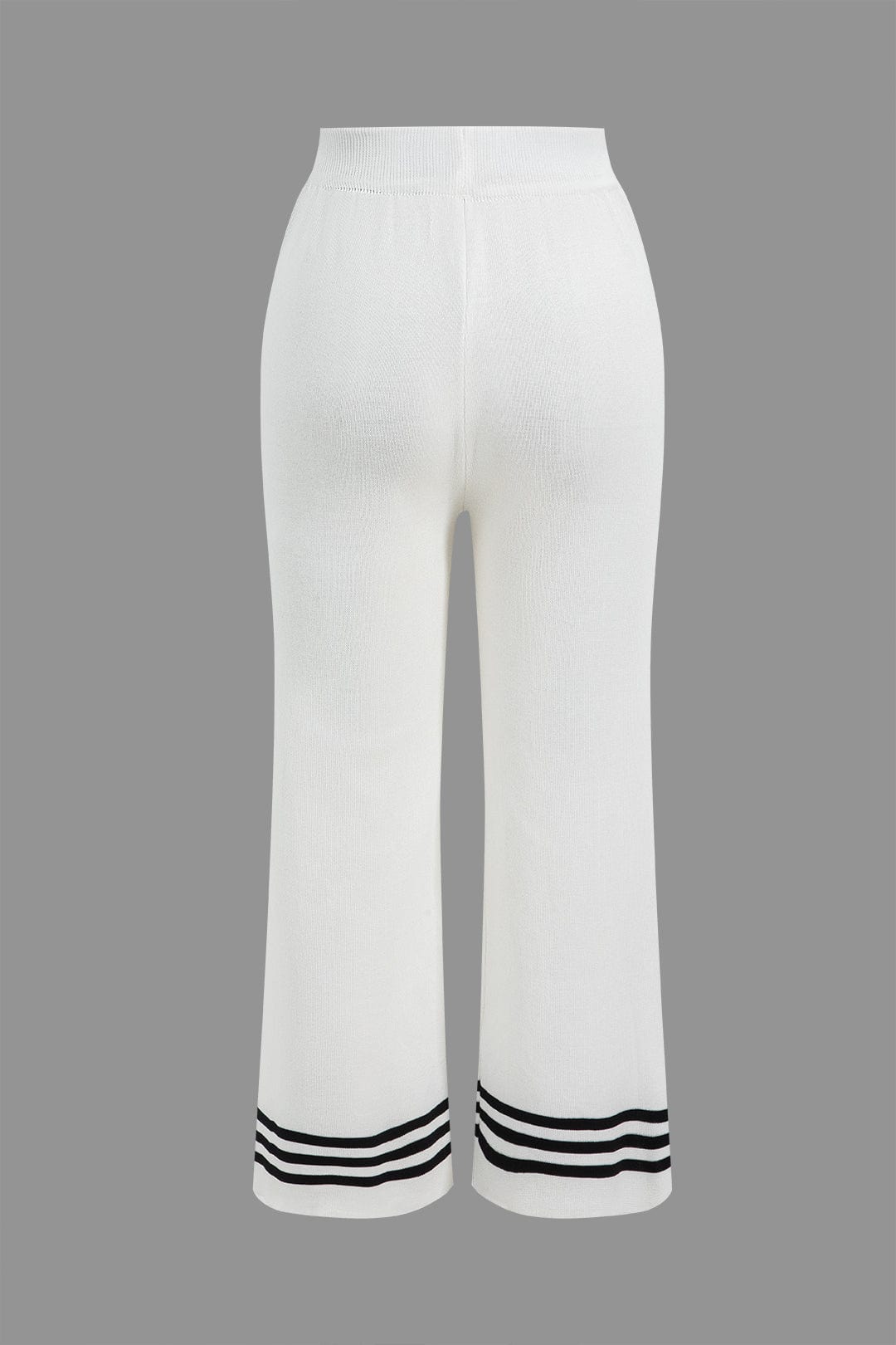 Strick-Set Damen: kurzer Cardigan mit Kontraststreifen und weiter Hose