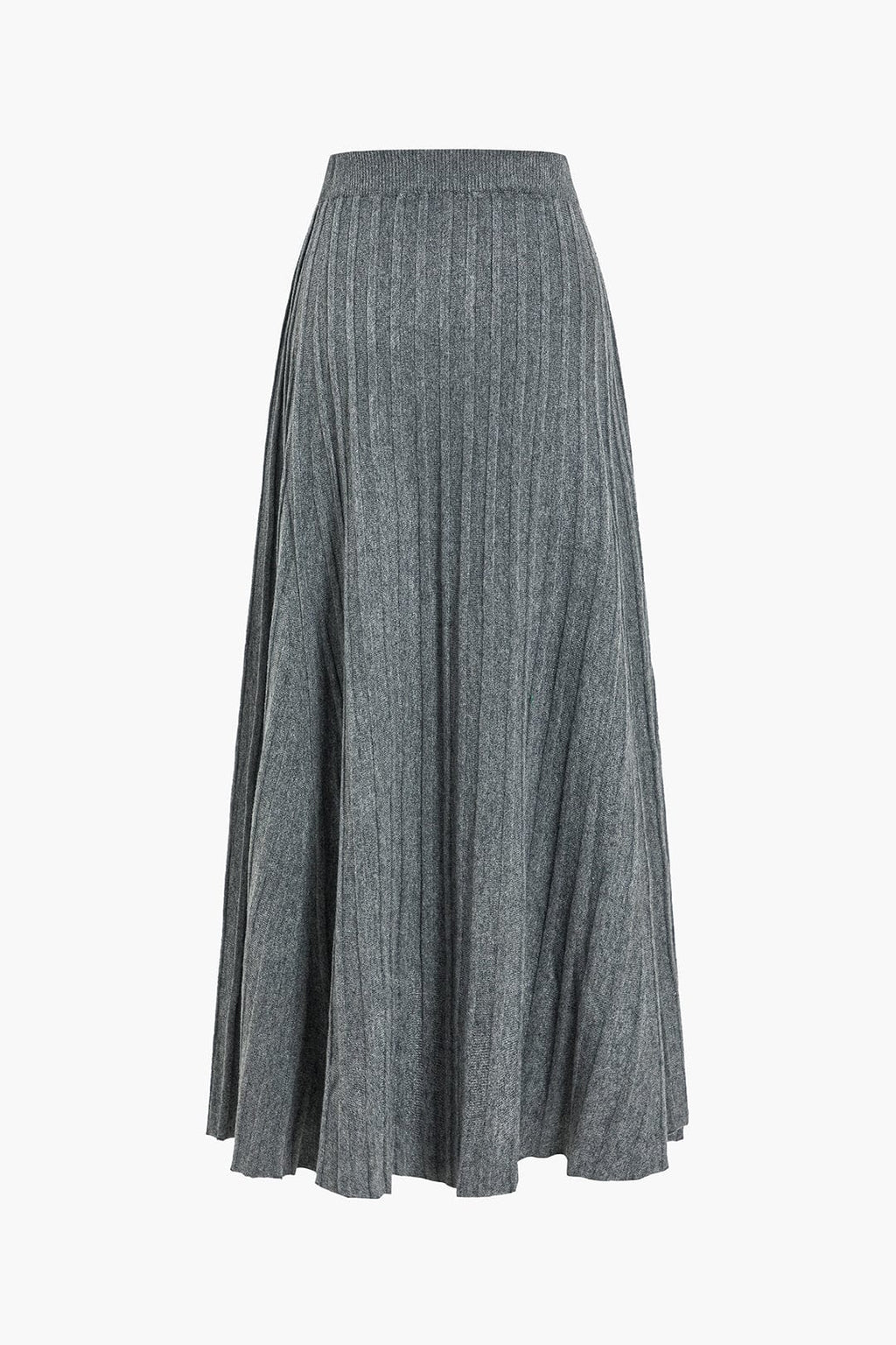 Strickrock Damen Midi – Plissee mit Gummibund, weit schwingend