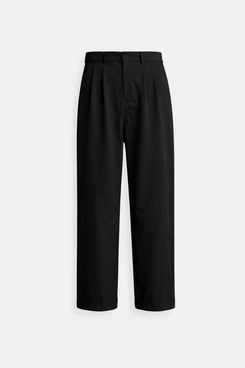 Weite Bundfaltenhose mit hohem Bund und Saum-Umschlag