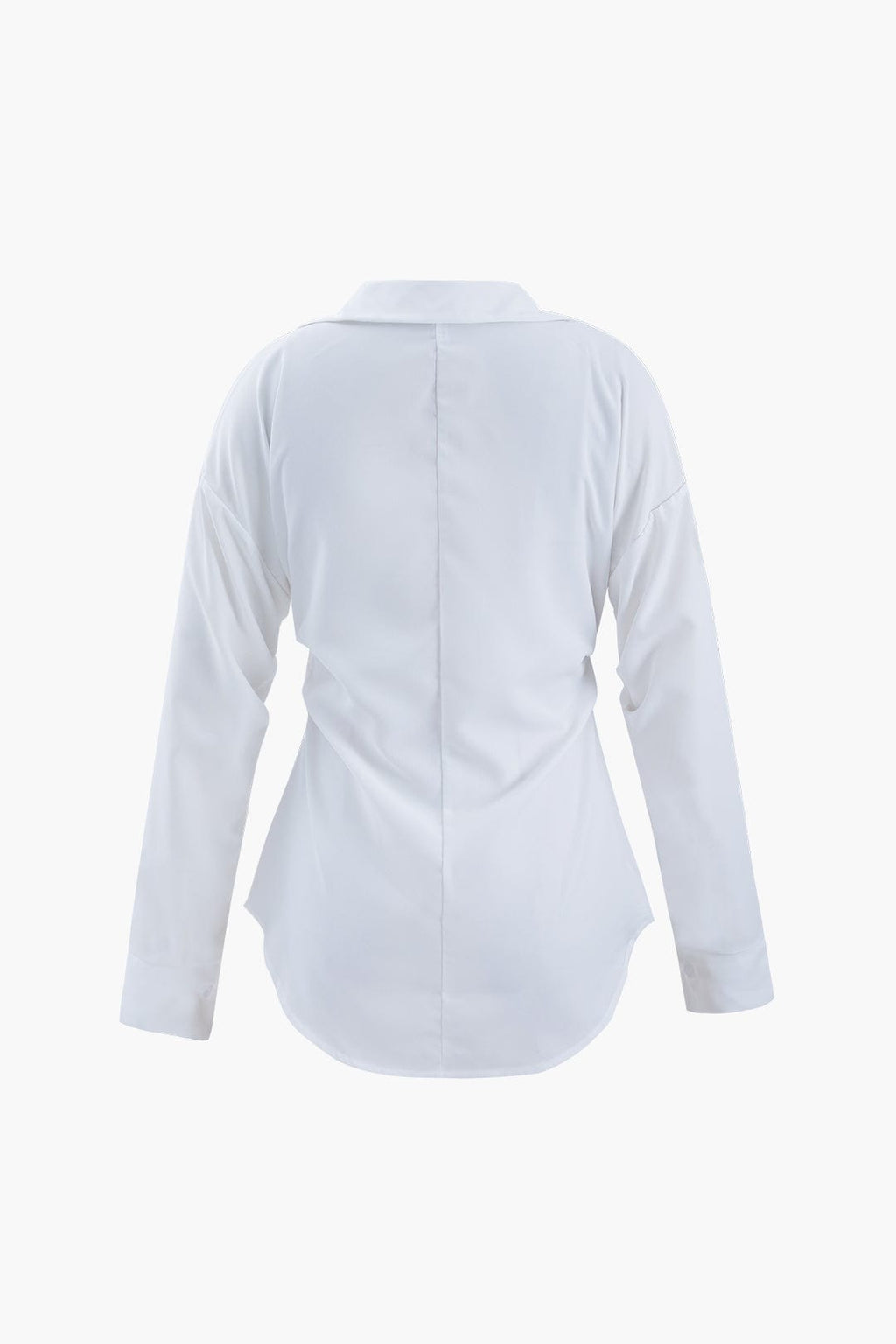 Weiße taillierte Bluse mit Raffung und klassischem Kragen