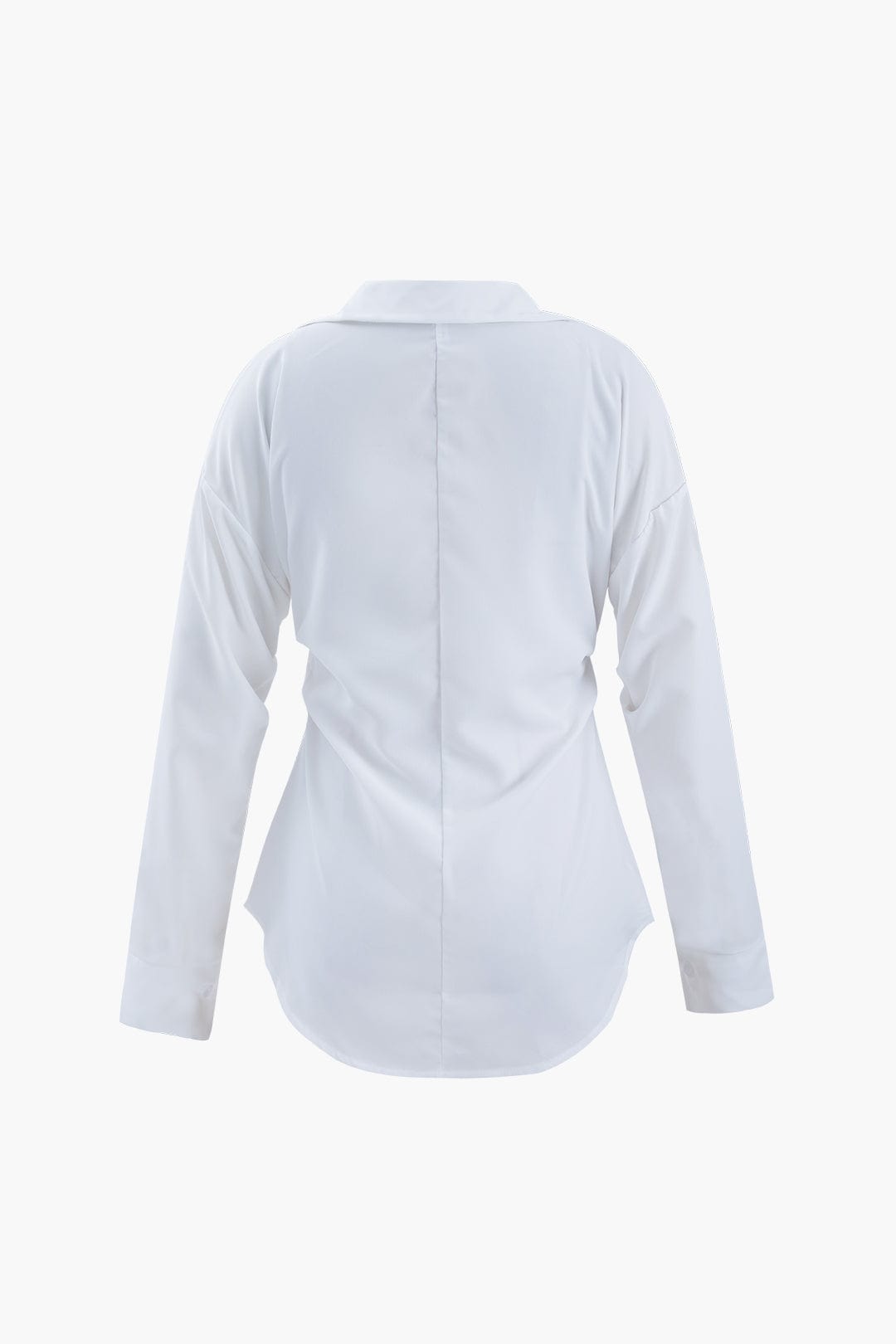 Weiße taillierte Bluse mit Raffung und klassischem Kragen