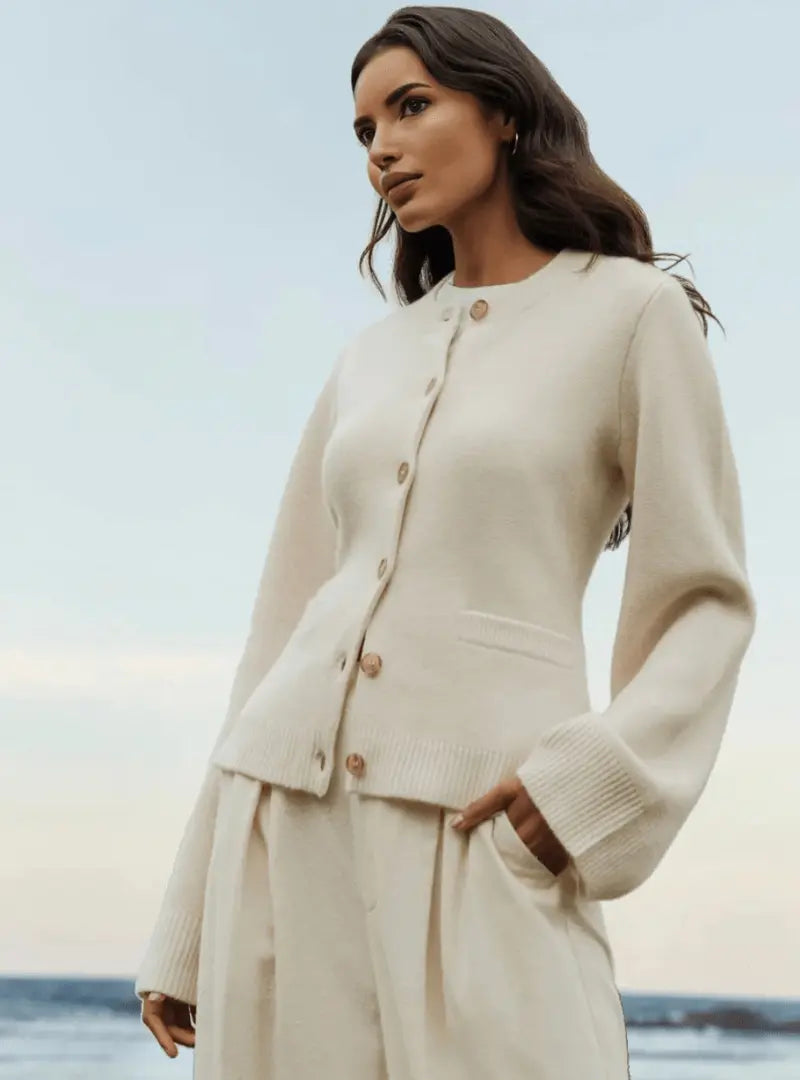 Strickjacke Damen mit Rundhals und Knopfleiste, Feinstrick Cardigan - Ansicht 6
