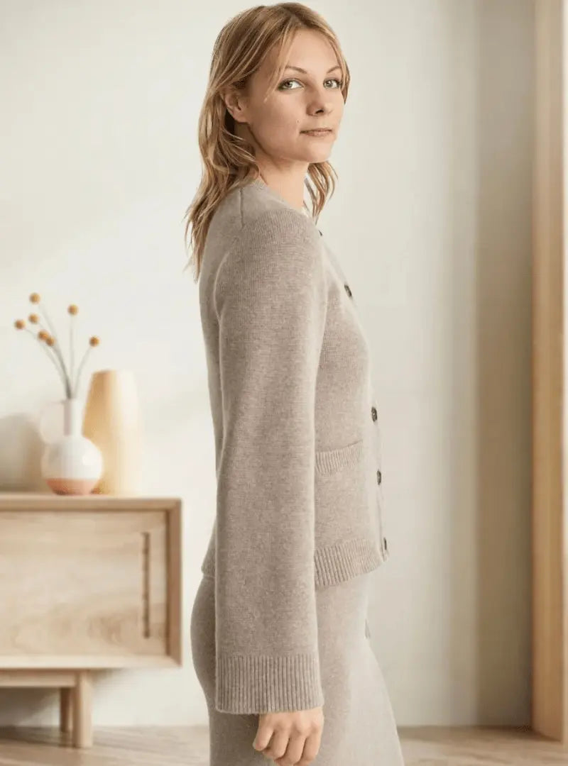 Strickjacke Damen mit Rundhals und Knopfleiste, Feinstrick Cardigan - Ansicht 5