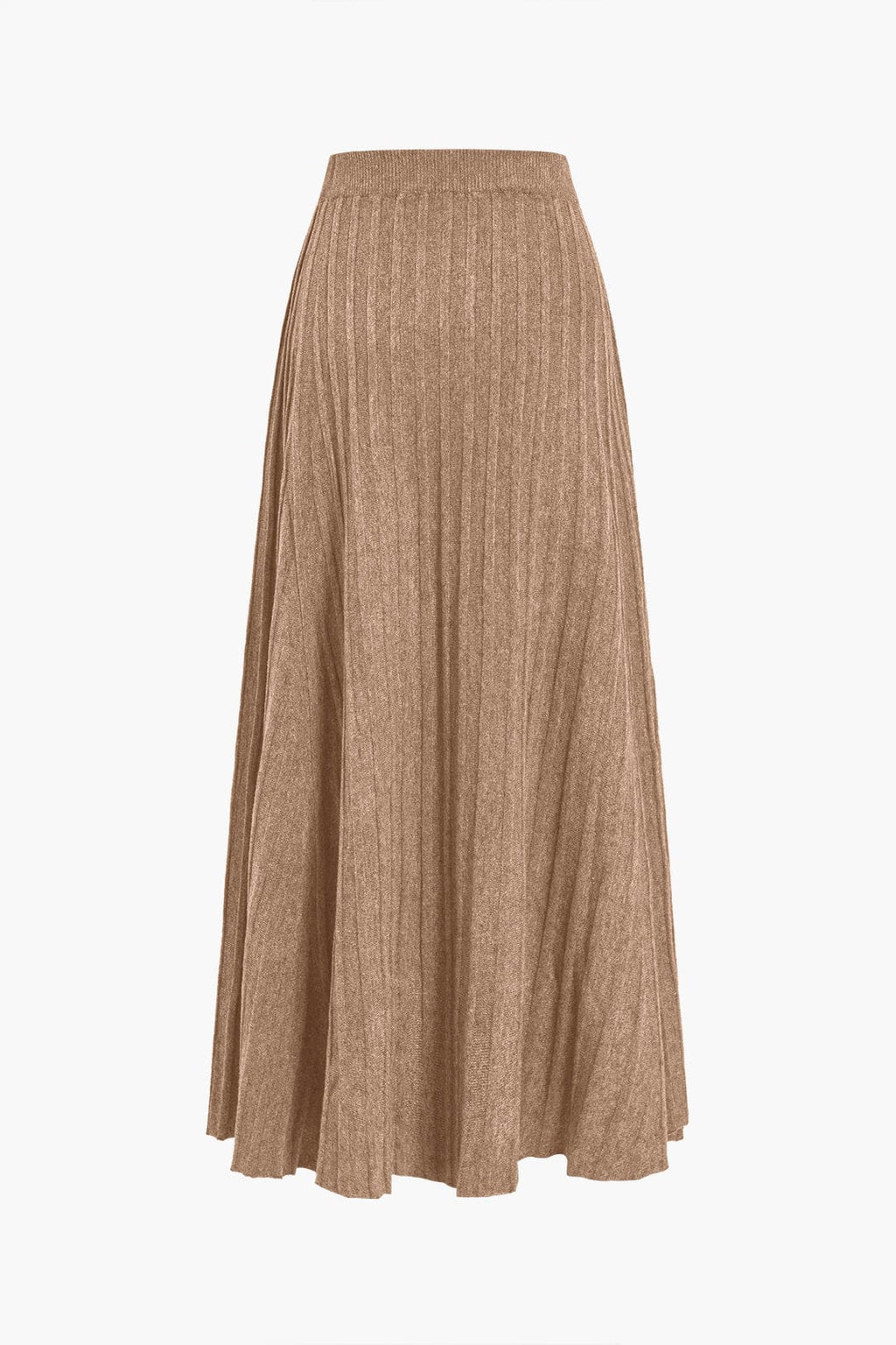 Strickrock Damen Midi – Plissee mit Gummibund, weit schwingend