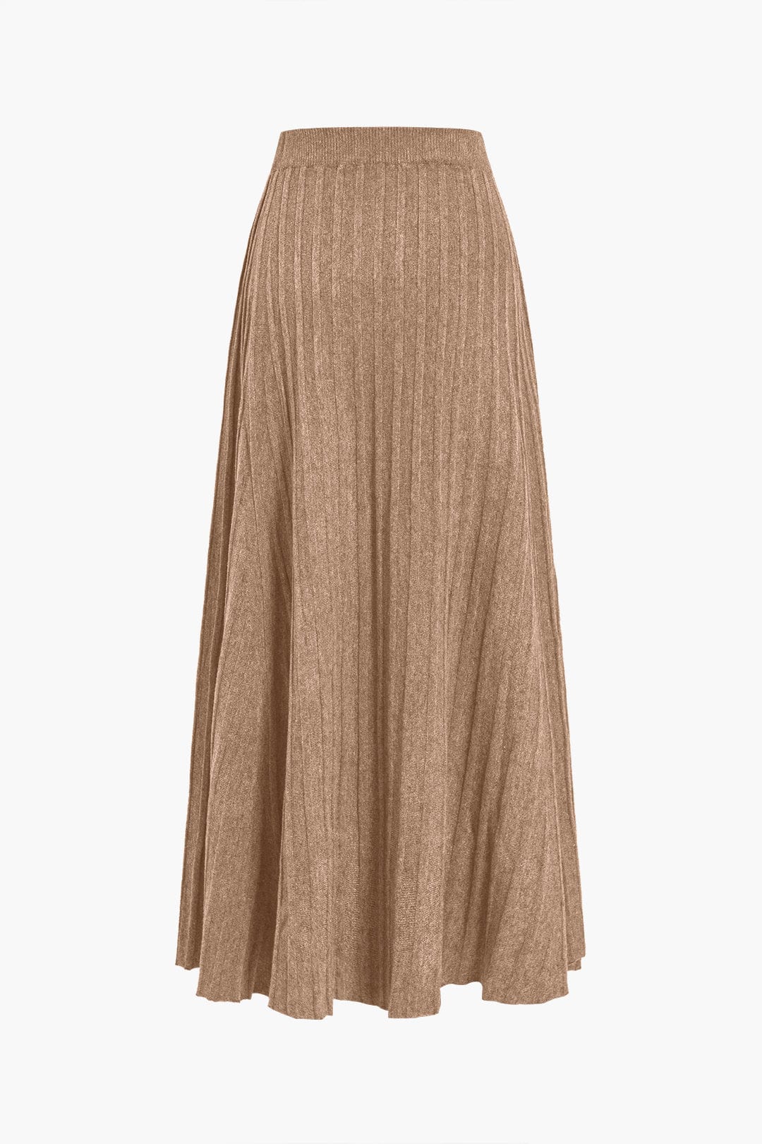 Strickrock Damen Midi – Plissee mit Gummibund, weit schwingend