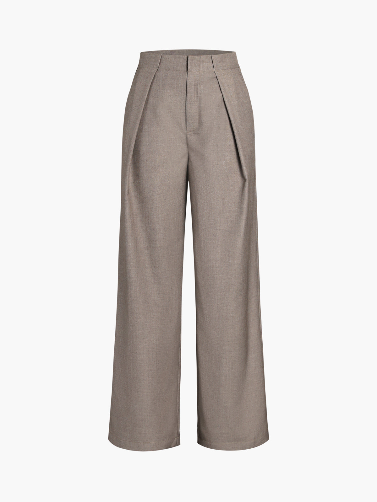 Weite Hose mit hohem Bund und goldener Zierschließe - Khaki