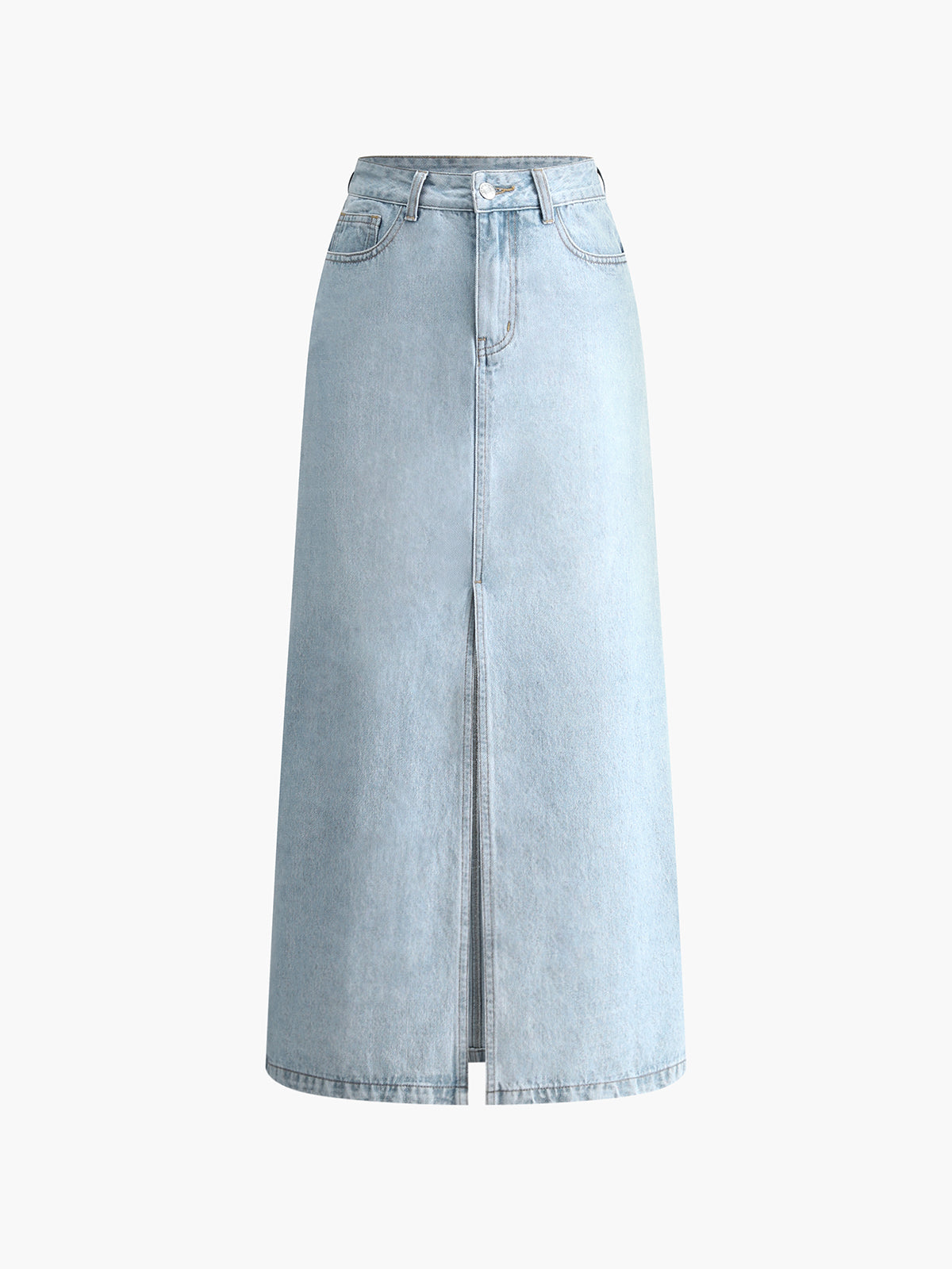 Jeansrock Damen Midi in Hellblau – A-Linie mit Frontschlitz - Ansicht 1