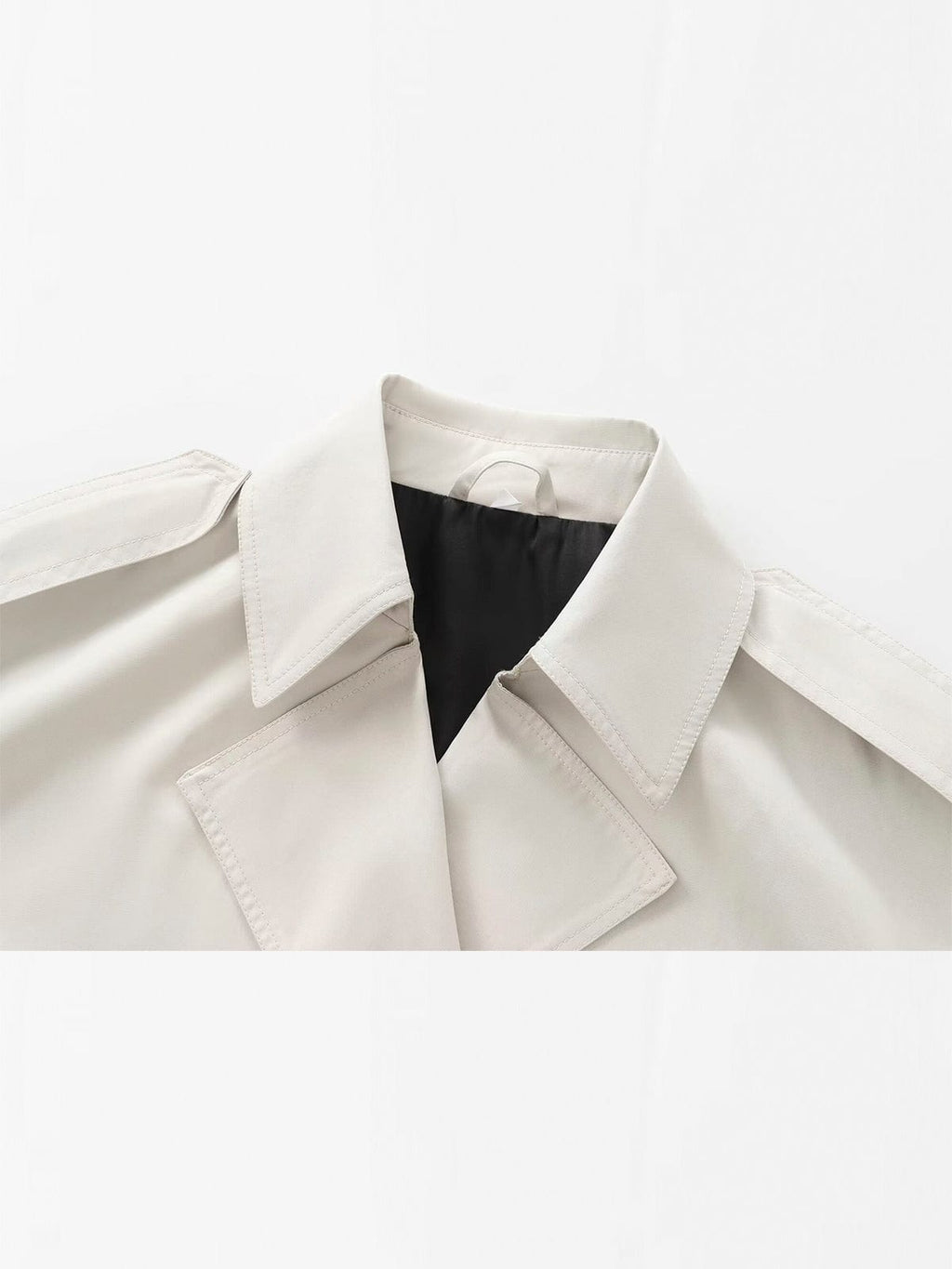 Kurzer Trenchcoat Damen in Creme – Doppelreihig mit Revers