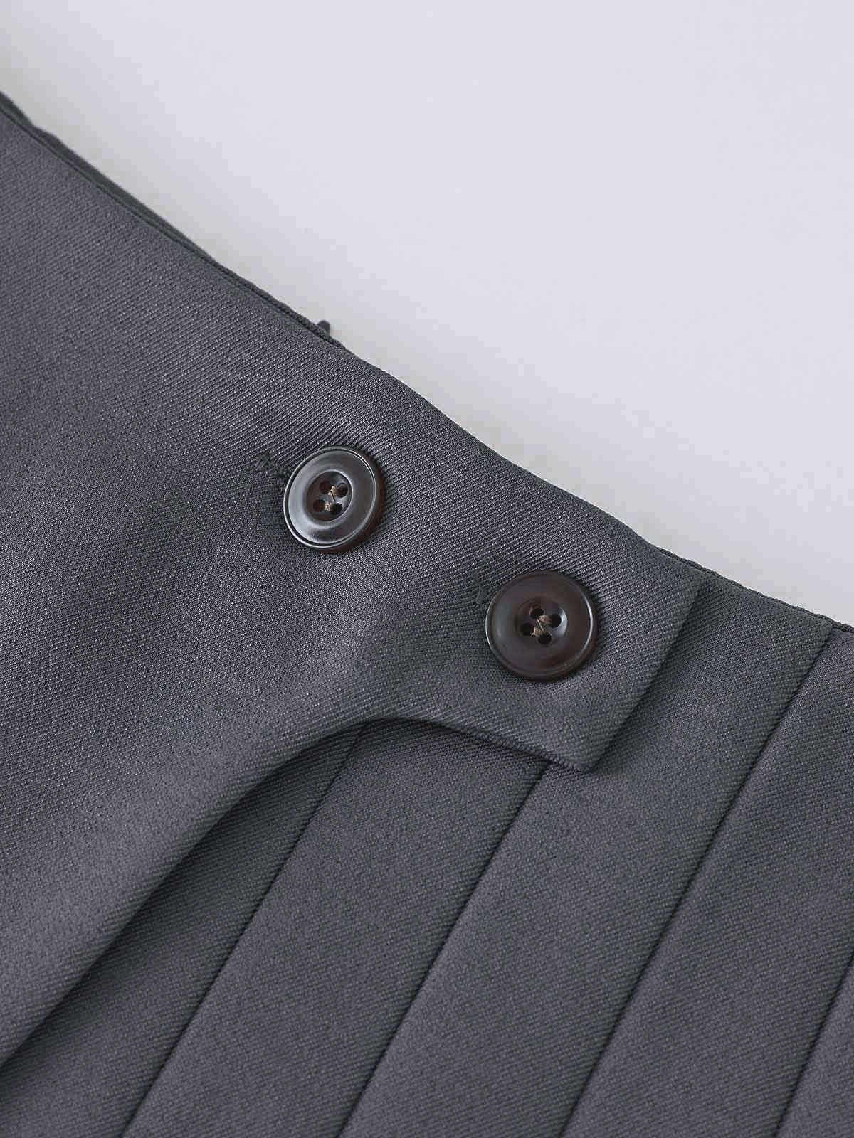 Faltenrock Damen in Grau – Hoher Bund mit Knopfdetails