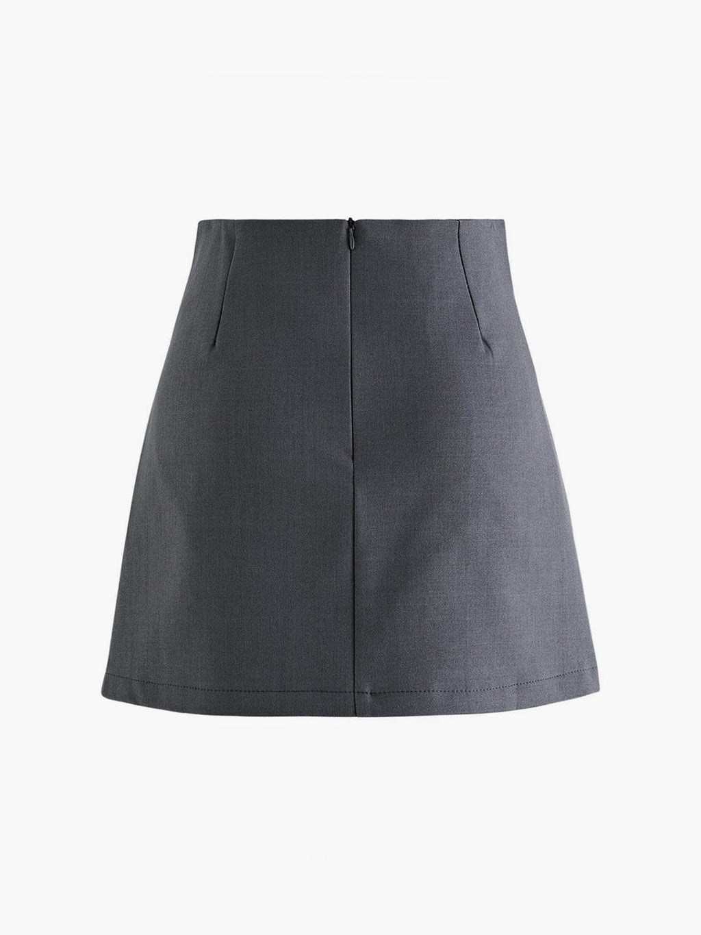 Faltenrock Damen in Grau – Hoher Bund mit Knopfdetails