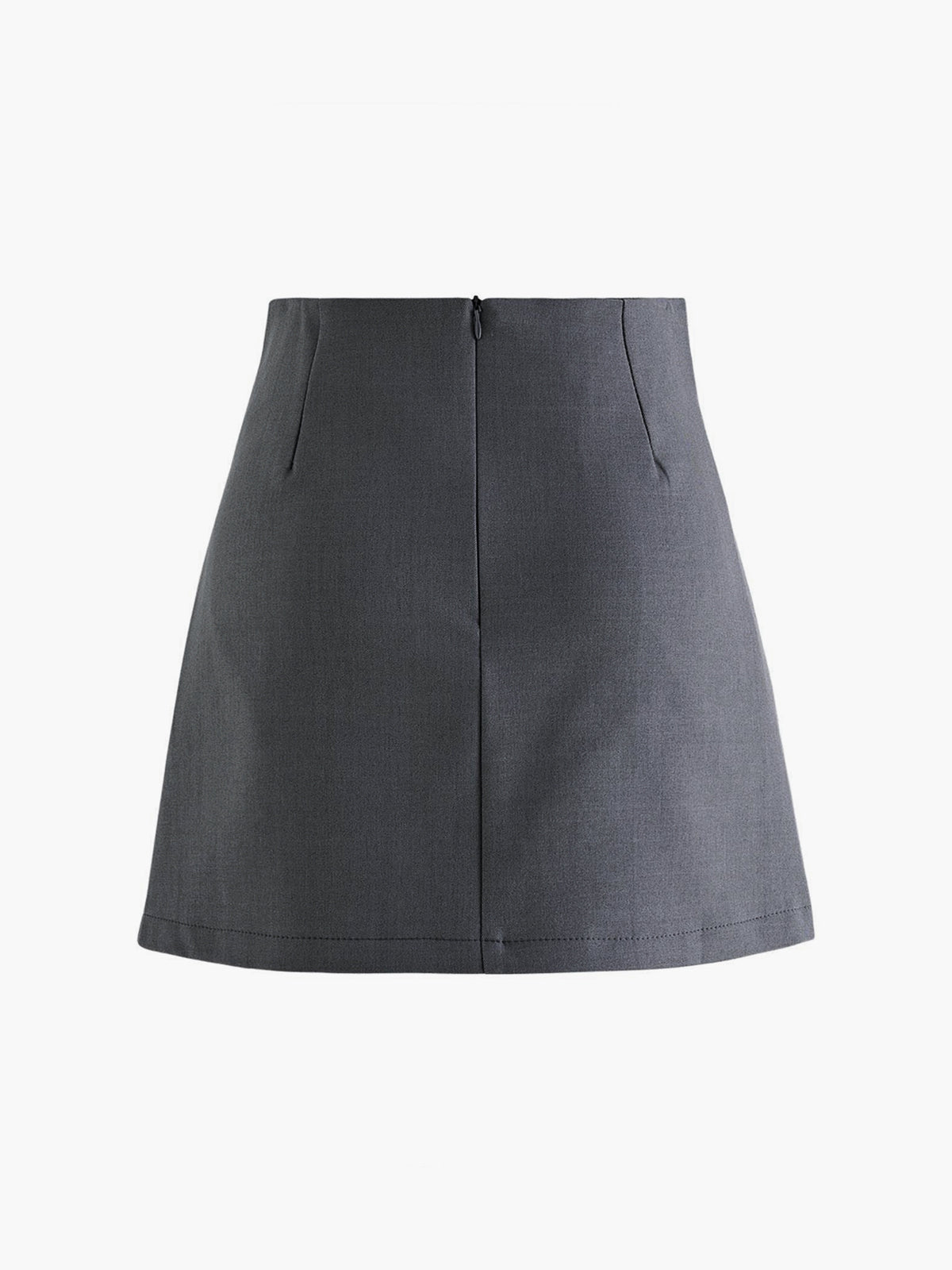Faltenrock Damen in Grau – Hoher Bund mit Knopfdetails