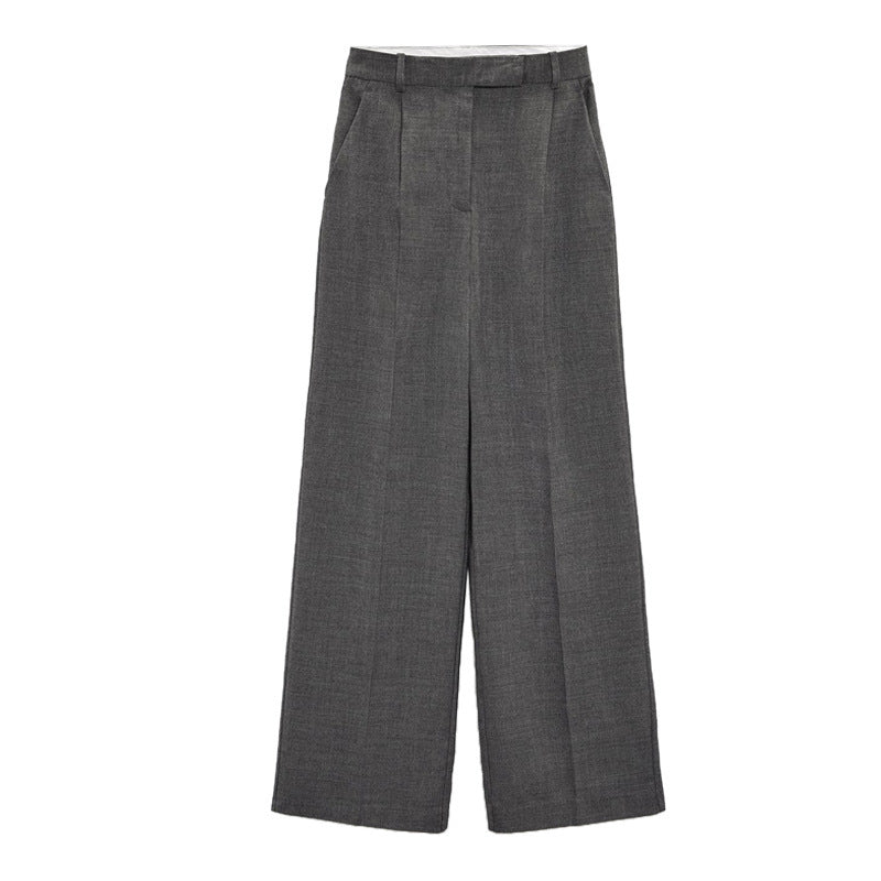 Weite Bundfaltenhose mit hohem Bund und Saum-Umschlag - Grau