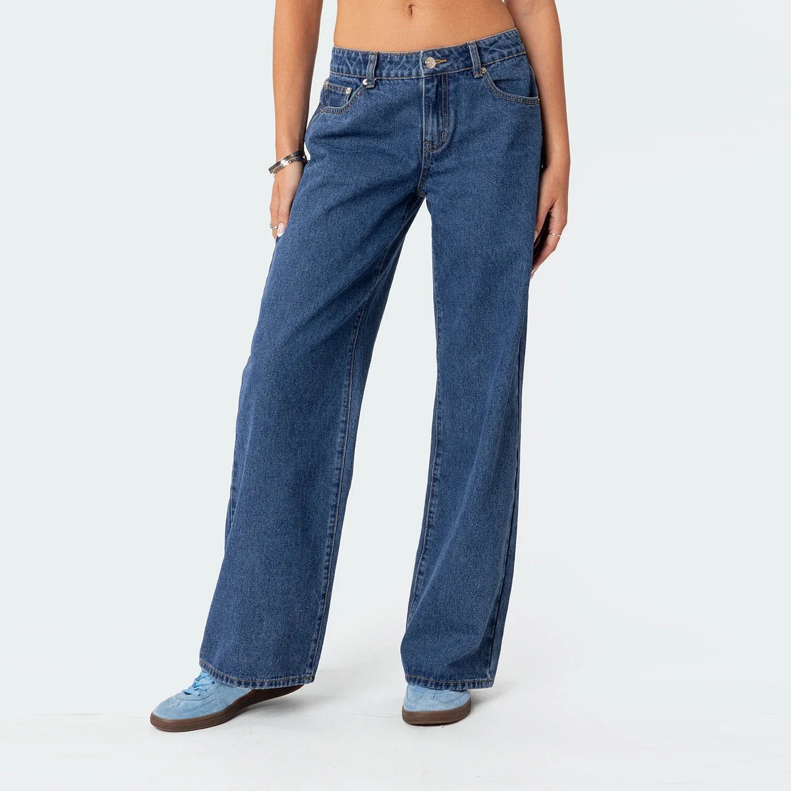 Weitbein-Jeans im 5-Pocket-Stil mit weitem Bein - Ansicht 3