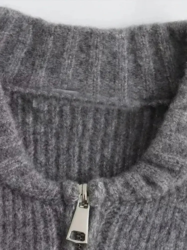 Strickjacke Damen mit Reißverschluss, Rippstrick-Cardigan - Ansicht 6