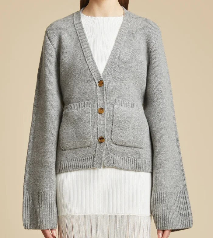 Strickjacke Damen mit V-Ausschnitt und Taschen, Cardigan mit Knopfleiste - Ansicht 7