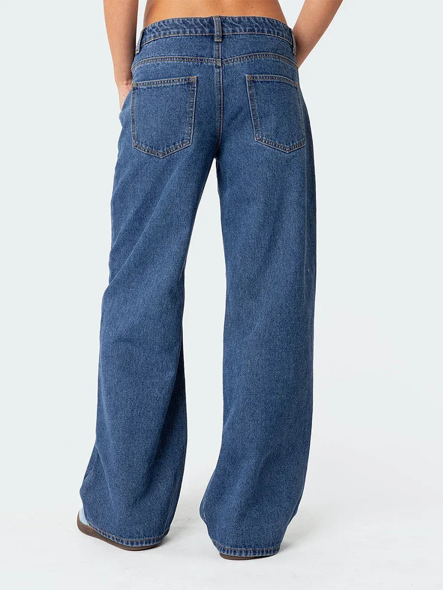 Weitbein-Jeans im 5-Pocket-Stil mit weitem Bein