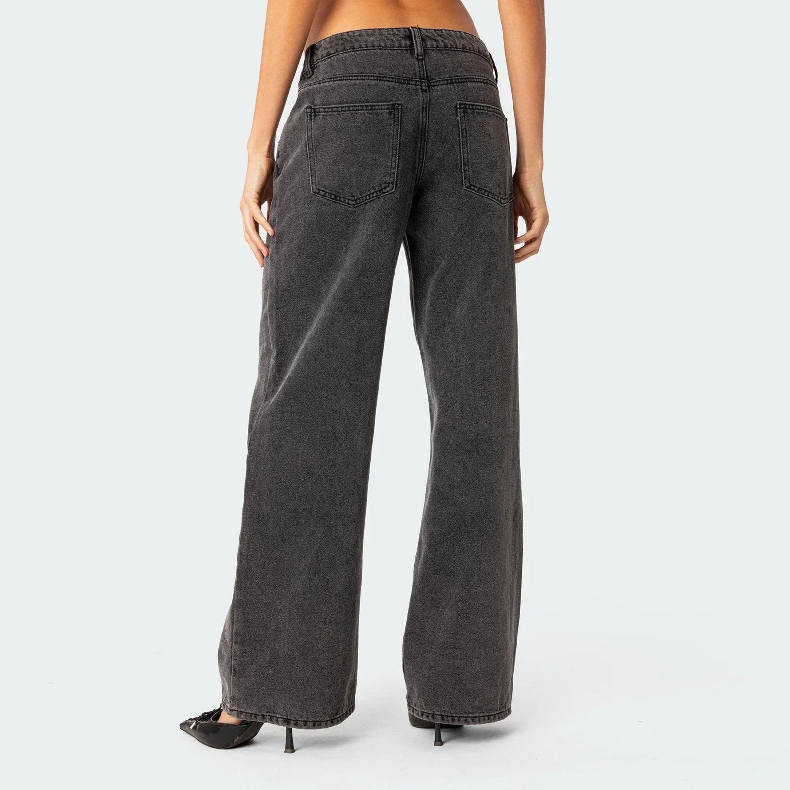 Weitbein-Jeans im 5-Pocket-Stil mit weitem Bein - Ansicht 2