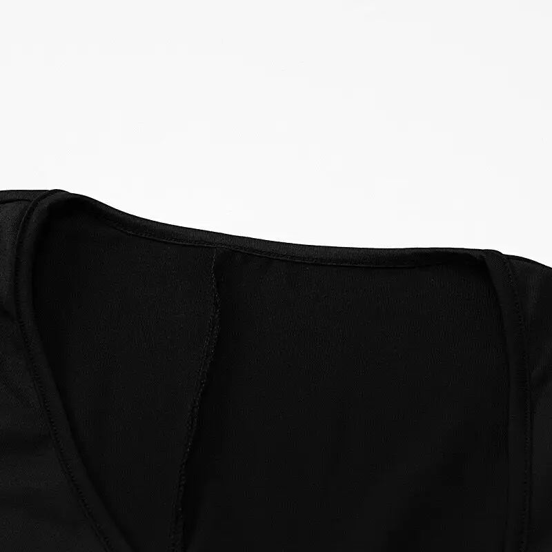 Schwarzes Maxikleid Damen langarm mit asymmetrischem Ausschnitt