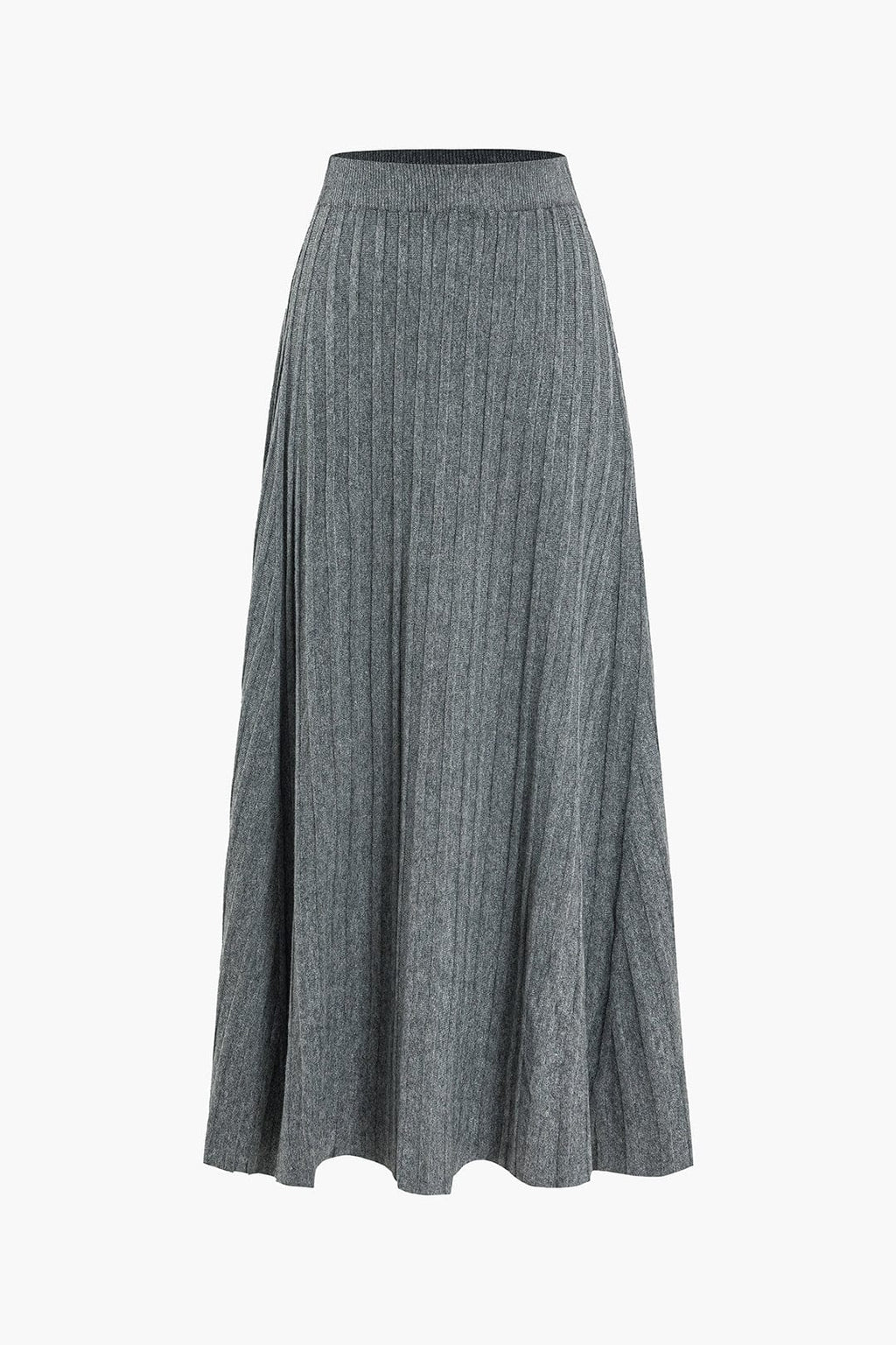 Strickrock Damen Midi – Plissee mit Gummibund, weit schwingend