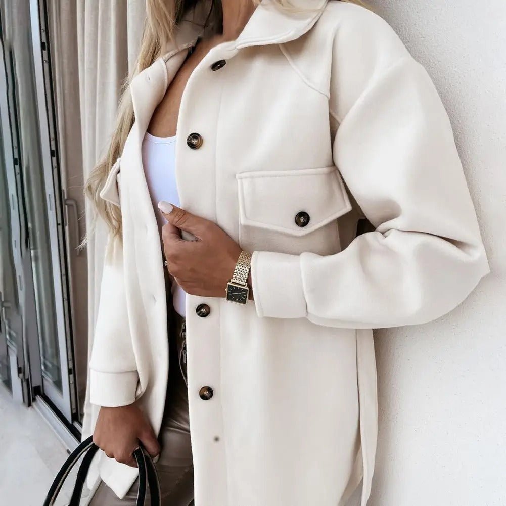 Gürtel-Mantel Damen – Hemdjacke mit Bindegürtel & Brusttaschen - Ansicht 2