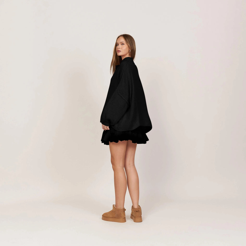 Oversize Strickjacke Damen mit Goldknöpfen, Grobstrick Cardigan - Ansicht 11