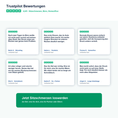 Kundenstimmen und Alltagssituationen zum Komforna Sitzkissen