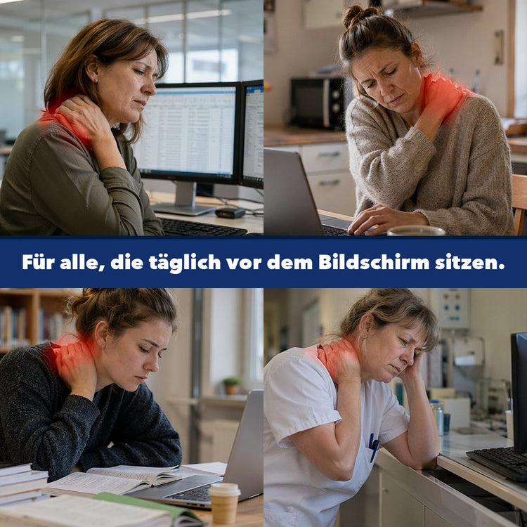 Frauen mit Nacken- und Schulterverspannung nach dem Bildschirmtag